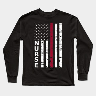 American Flag Nurse  Patriotic Nurse Tee Long Sleeve T-Shirt